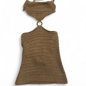 Hazel boutique Brown Crochet Halter Dress